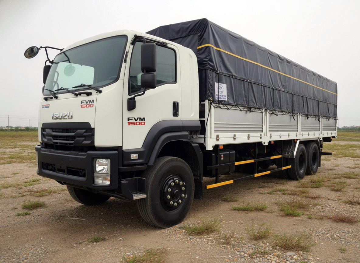 Xe tải 15 tấn Isuzu FVM Euro 5 thùng mui phủ bạt Xe tải 15 tấn Isuzu FVM Euro 5 thùng mui phủ bạt