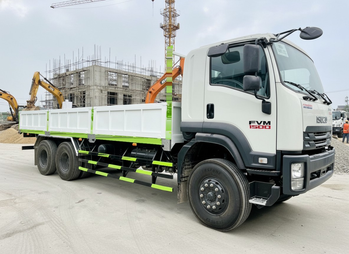 Xe tải Isuzu FVM 1500 FVM60TE5 Thùng lửng: dài 7.6m Xe tải Isuzu FVM 1500 FVM60TE5 Thùng lửng: dài 7.6m