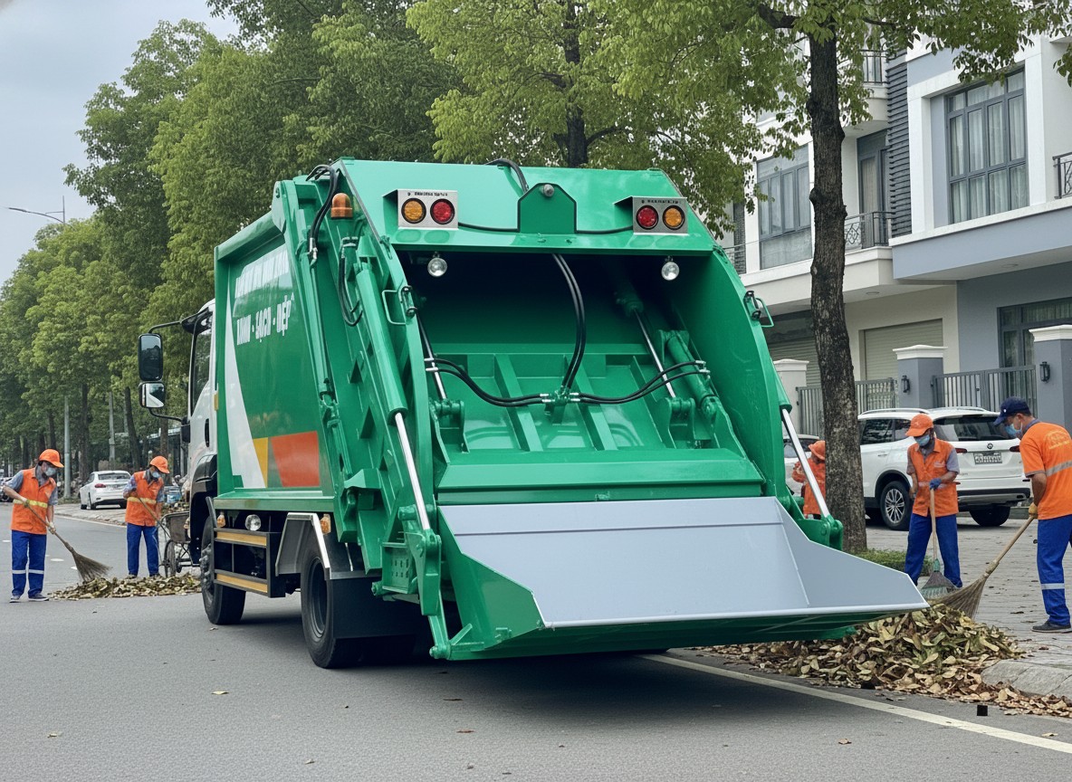 Máng xuồng: Xe Ô Tô Cuốn Ép Chở Rác 9m3 Isuzu FRR650 FRR90HE5