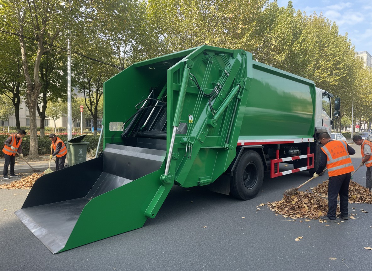 Cơ cấu nạp máng xuồng Xe Ô Tô Cuốn Ép Chở Rác 14m3 Isuzu FVR900 FVR34LE5 Cơ cấu nạp máng xuồng Xe Ô Tô Cuốn Ép Chở Rác 14m3 Isuzu FVR900 FVR34LE5